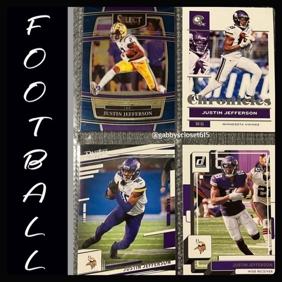 💋 Justin Jefferson, NFL Football Trading Cards, Lot of 4 Cards - Picture 1 of 7